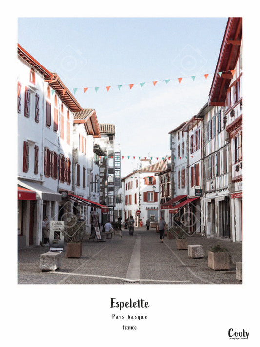 Affiche photo village Espelette Pays basque | Poster Pays Basque CoolyPoster