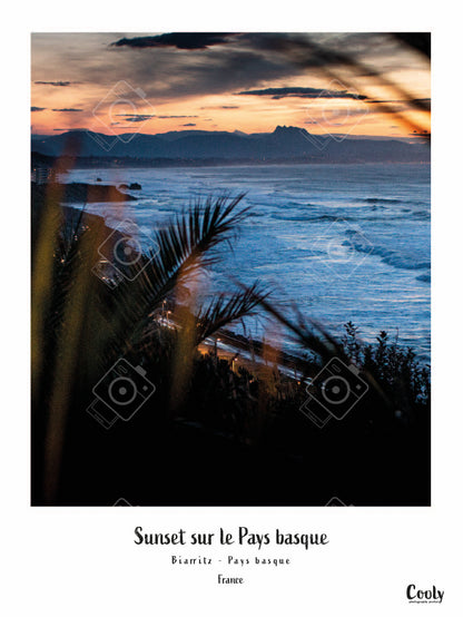 Affiche sunset pays basque, photo sunset pays basque | Coolyposter art mural print photo pays Basque 